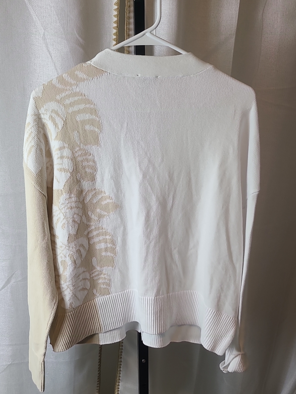 Talbots palm leaf knit cotton v neck cardigan sweater Size L - Picture 4 of 7